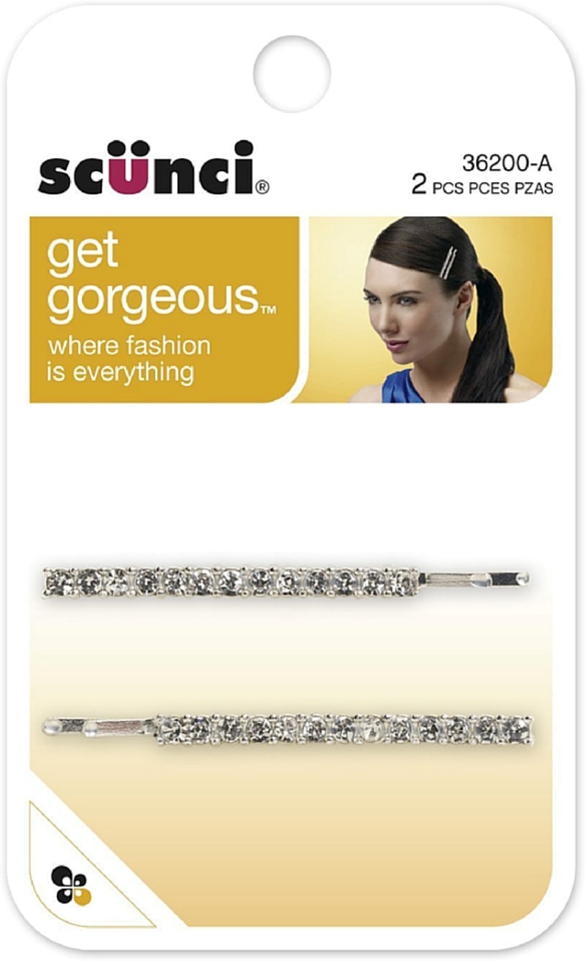 Scunci Effortless Beauty Metal Rhinestone Bobby Pins, 2 Count